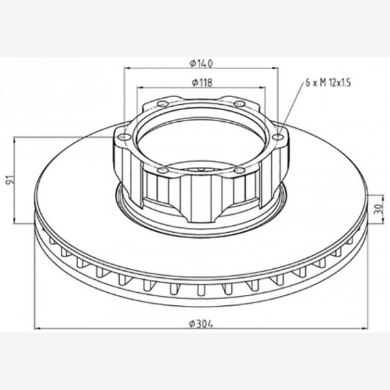 ΔΙΣΚΟΠΛΑΚΑ MERCEDES [304X91X30/6X12X1.5]