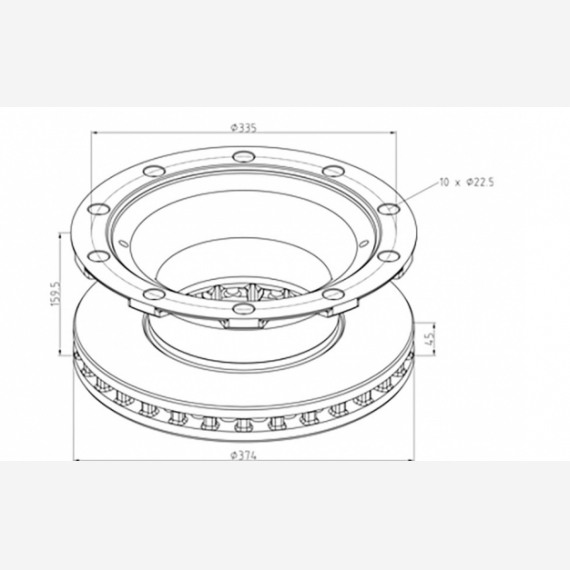 ΔΙΣΚΟΠΛΑΚΑ BPW [374X160X45]